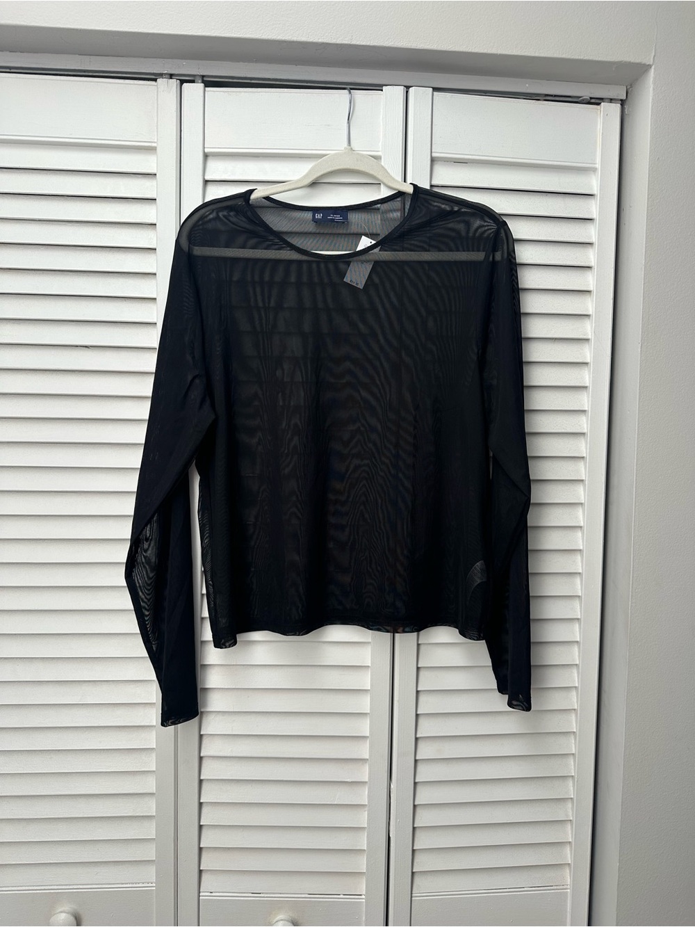 Gap NWT Sheer Long-Sleeve Black Mesh Top